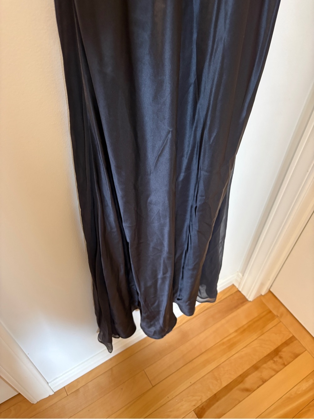 Vintage Y2K Black 100% Silk Slip Dress Sheer Maxi Goth Fairycore Dress L - Picture 5 of 15